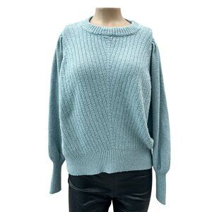Adyson Parker Knit Pullover Stretch Balloon Long Sleeve‎ Sweater Blue Women M